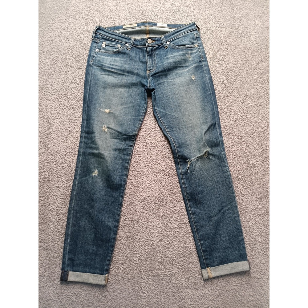 AG Adriano Goldschmied Women's Cigarette Jeans Size 28 Distressed Blue Stretch